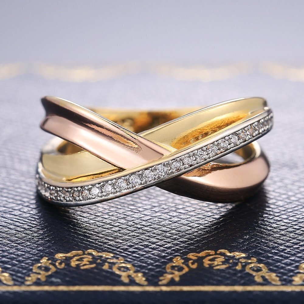 ⚡  Ingenious Cross Shiny Zircon Pave Trendy Stackable Rings for Women, PD475